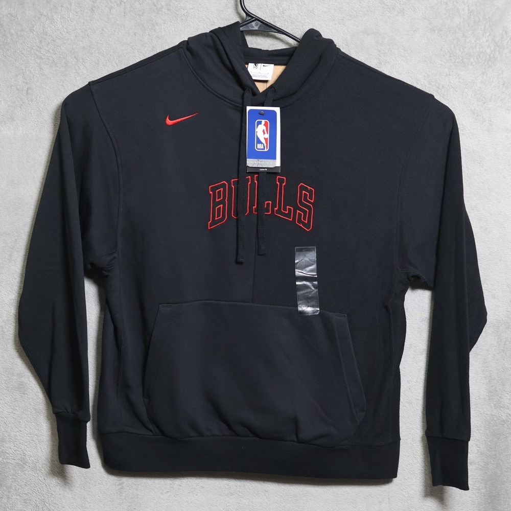Chicago Bulls Nike Hoodie Men Large Black Red NBA Basketball Pullover Sweatshirt